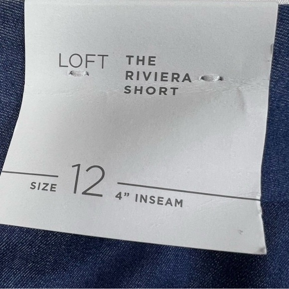 LOFT Women Size 12 Stretch Blue Riviera High Waisted Shorts NWOT - Picture 8 of 8